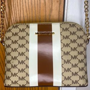 Jet Set Charm Signature Logo Center Stripe Large Crossbody Bag